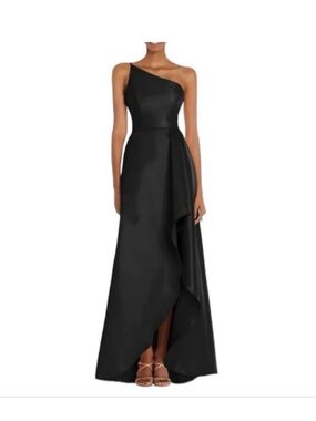 Alfred Sung, One-Shoulder Black Evening Gown, Size 8
